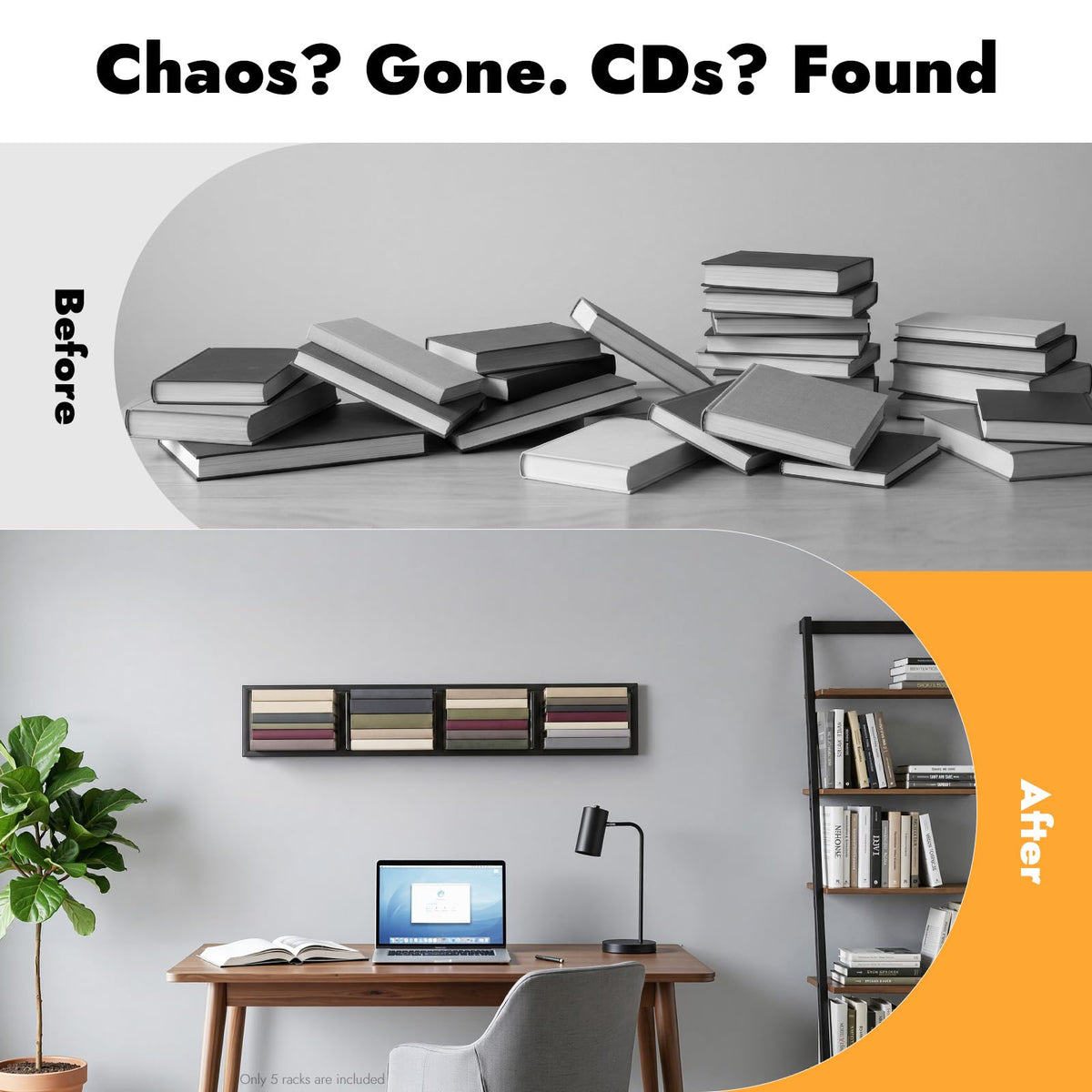 5Pcs Wall Mount Media Storage Rack A456