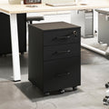 3 Drawer Black Wood File Cabinet with Lock R2213