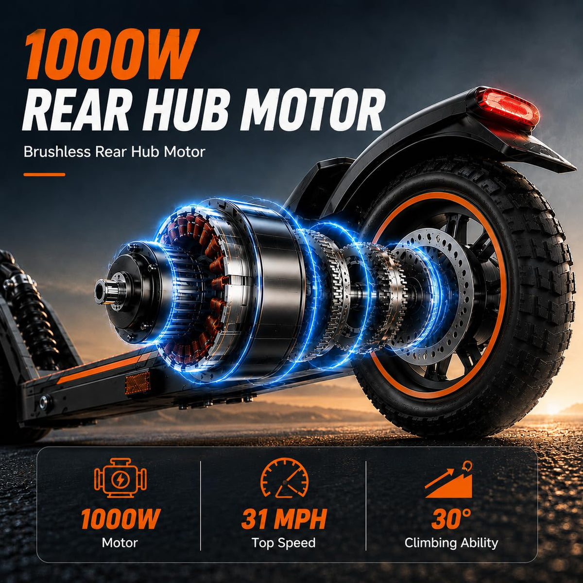 Electric Scooter 1000W Motor 31 MPH 38 Miles Range G63117