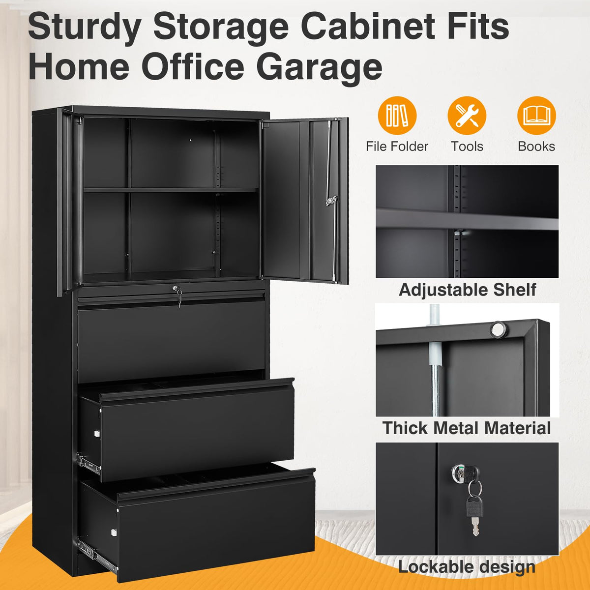 3 Drawer Metal Lockable File Cabinet E6949