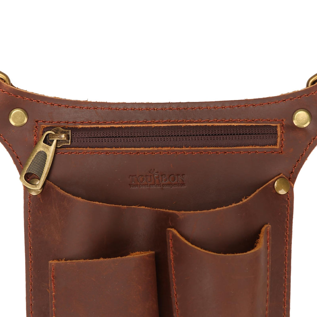 Brown Leather Gardening Tool Belt with 4 Pockets X654557