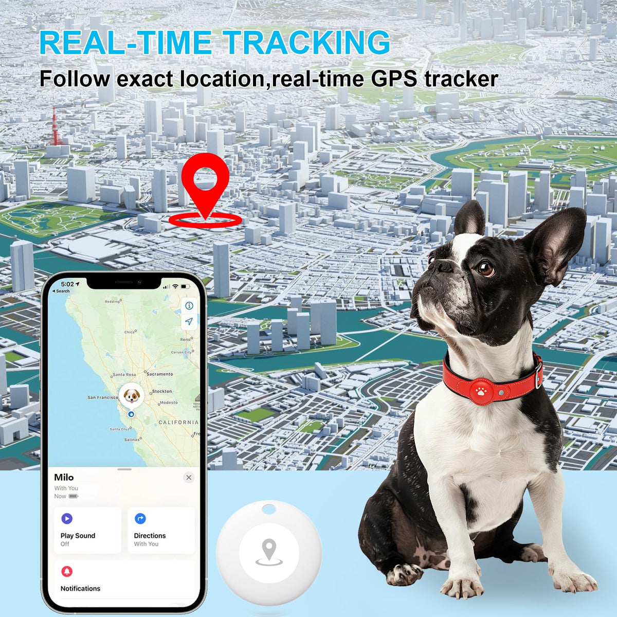 GPS Tracker for Dogs, Pet Location Tracker with Collar F4684