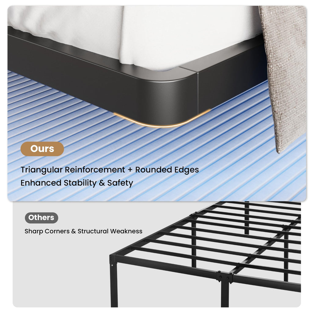 Full Size Floating Bed Frame with LED Lights, Black U114364