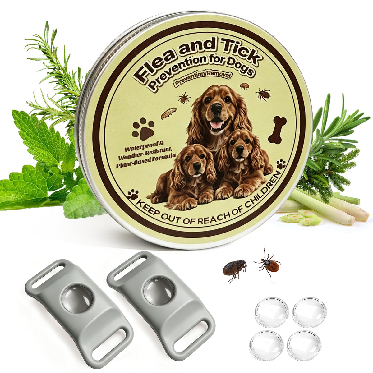 Flea and Tick Pendant for Dogs with 2 Silicone Buckles 4 Refills S2910
