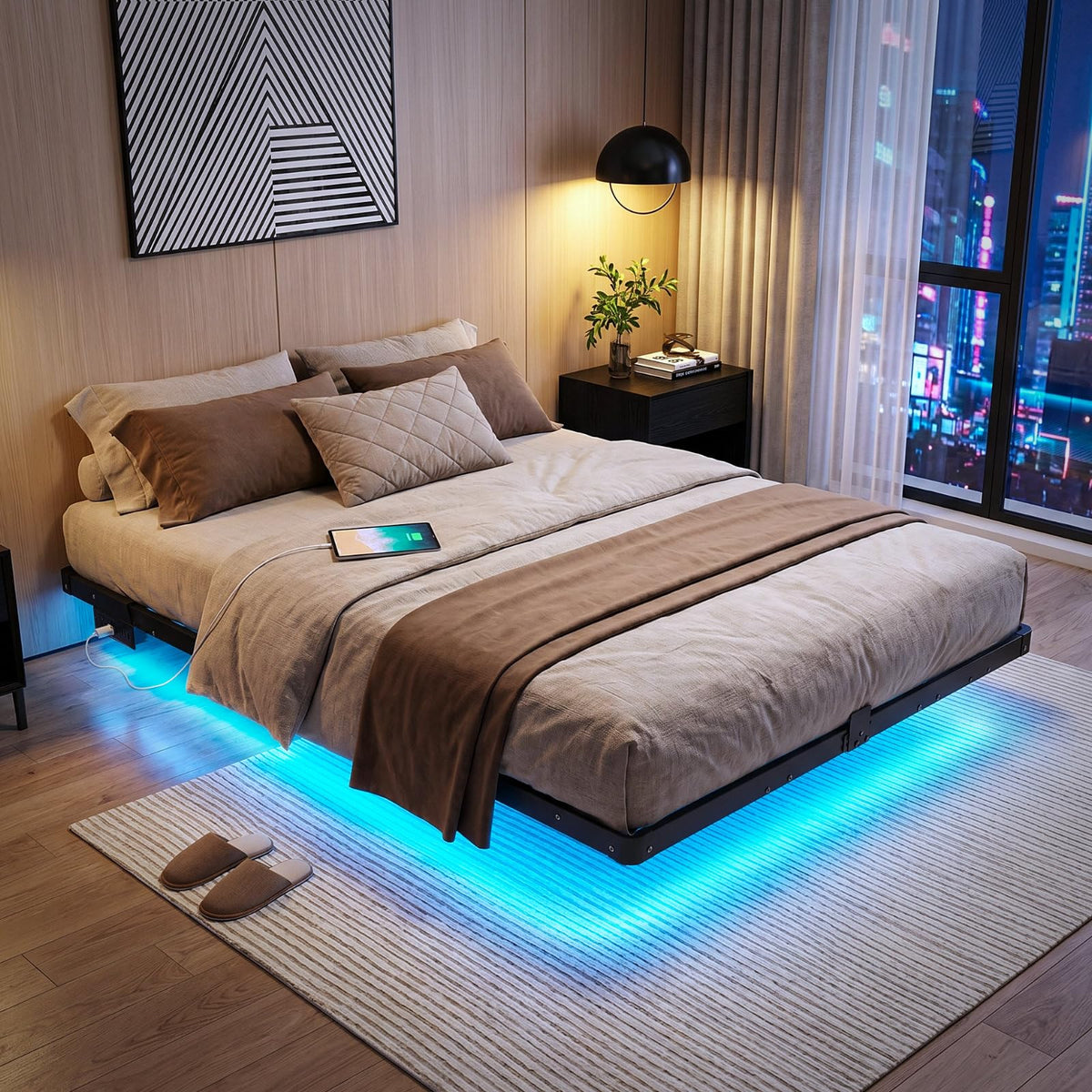 Full Floating Bed Frame with LED Lights Z828089