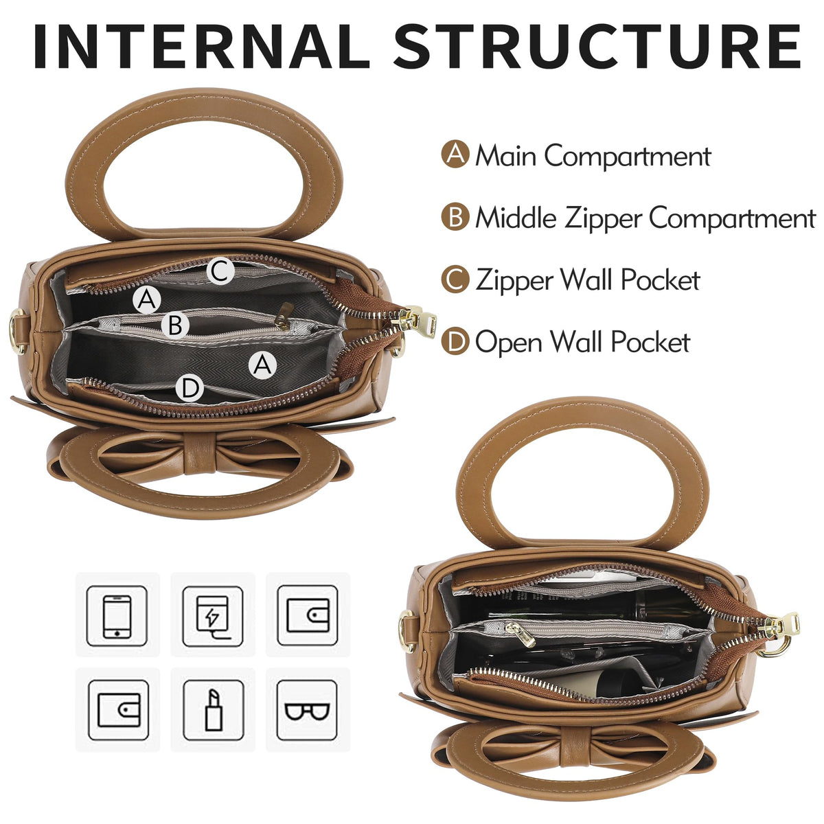 Vegan Leather Crossbody Bag with Top Carry Handle Y17611