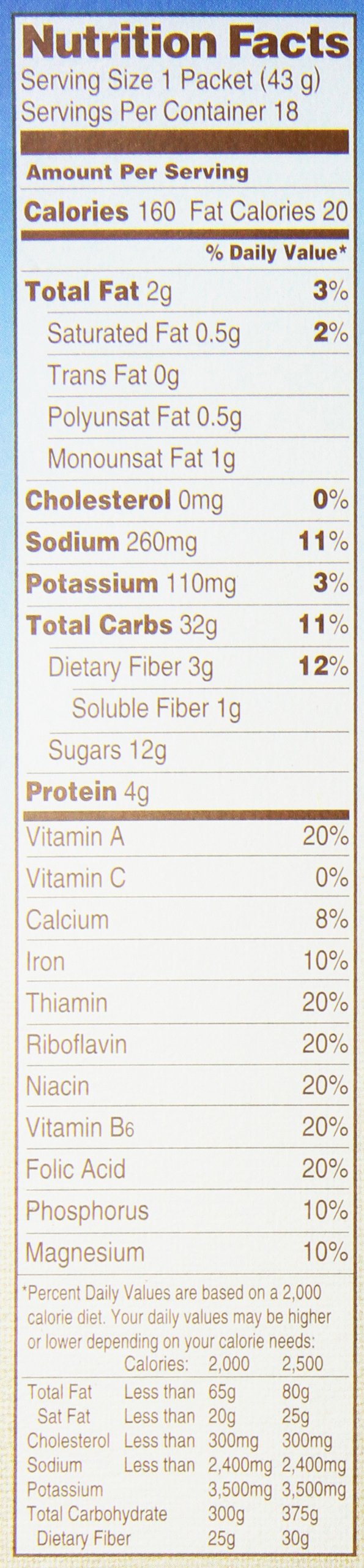 Instant Oatmeal Maple Brown Sugar 18 Count Pack of 4 U85045