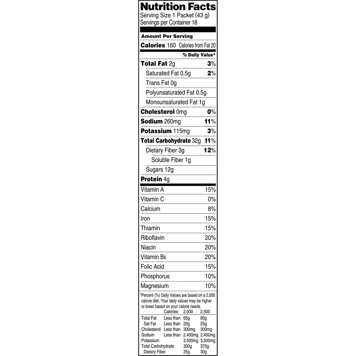 Instant Oatmeal Maple Brown Sugar 18 Count Pack of 4 U85045