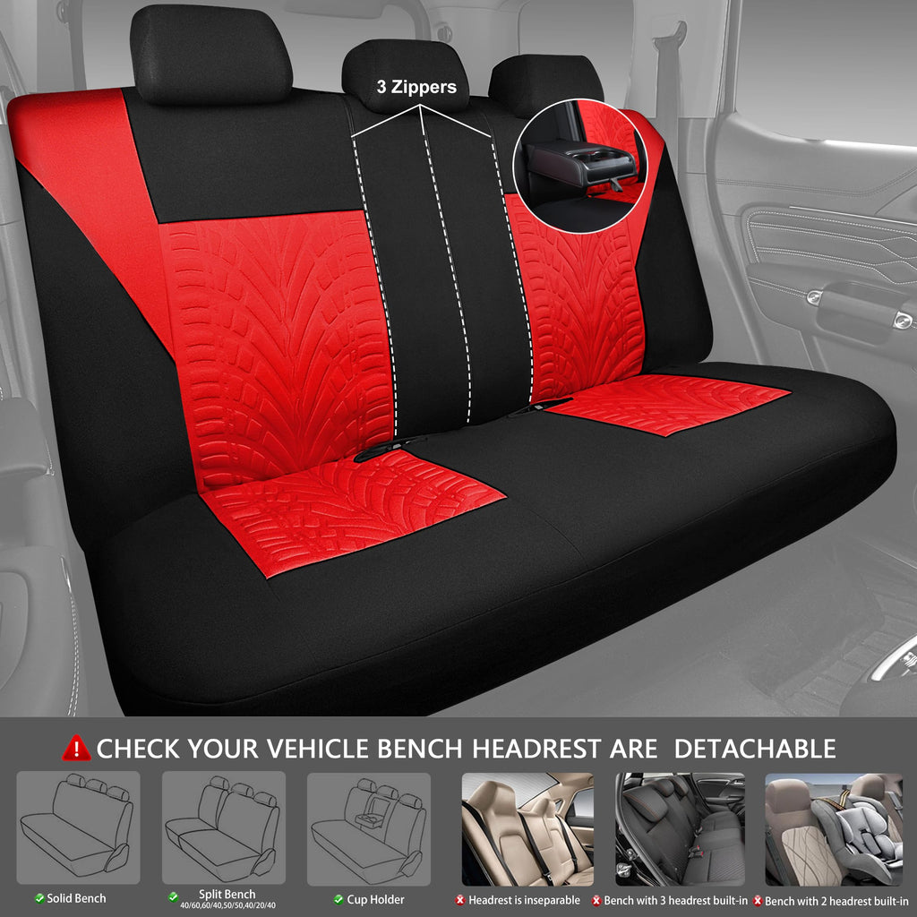 Car Seat Covers Full Sets Black Red D9108