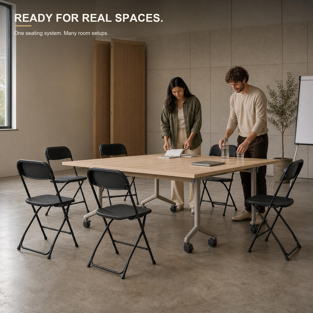 10 Pack Black Plastic Folding Chairs F2219