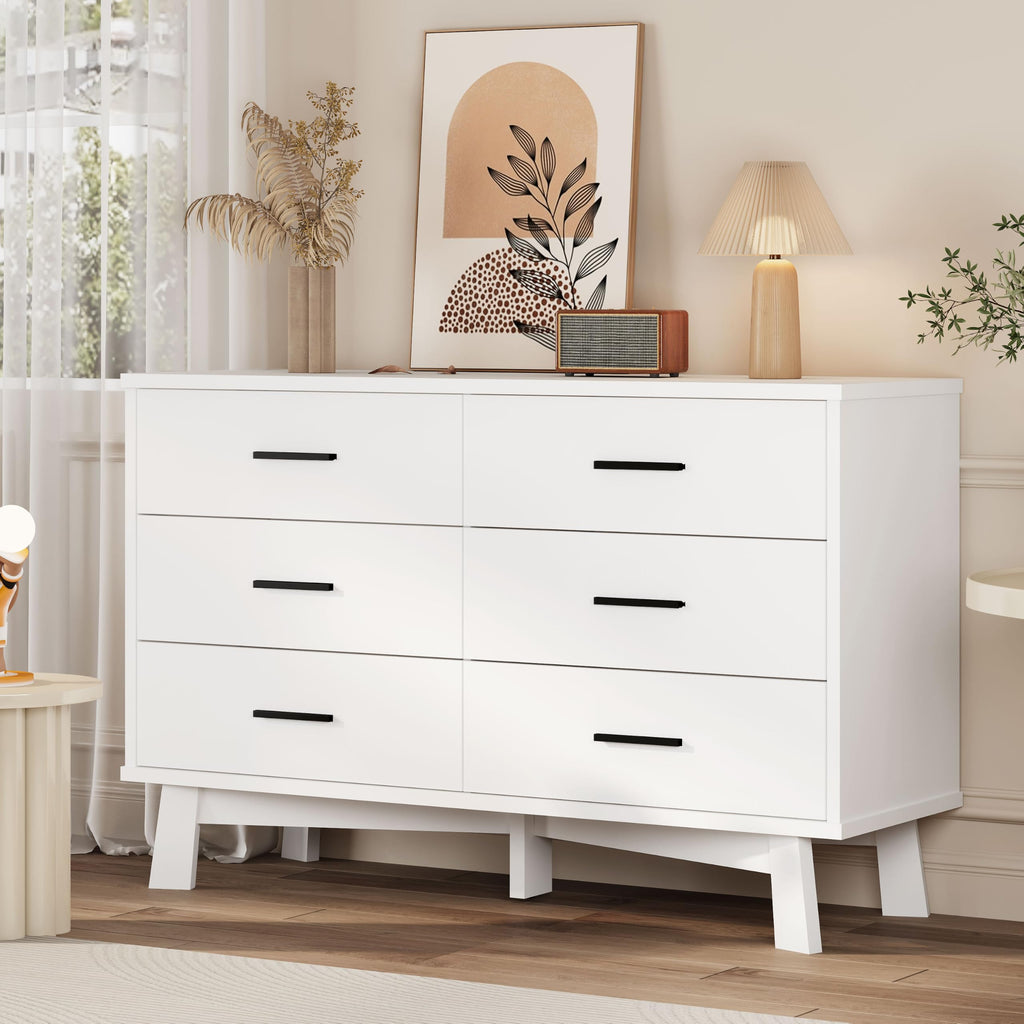 White 6 Drawer Wood Dresser A62240
