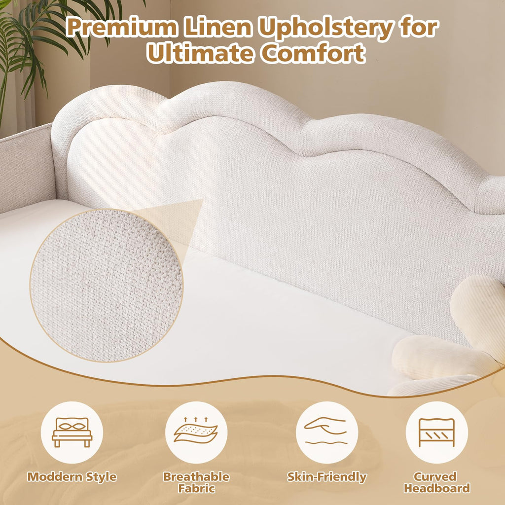 Twin Size Upholstered Linen Daybed with Metal Legs M38756