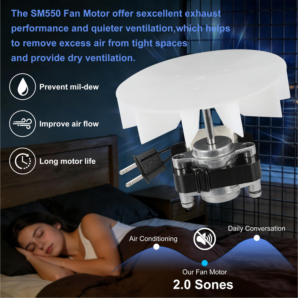 Bathroom Exhaust Fan Motor Replacement Kit 50CFM 120V Q7094