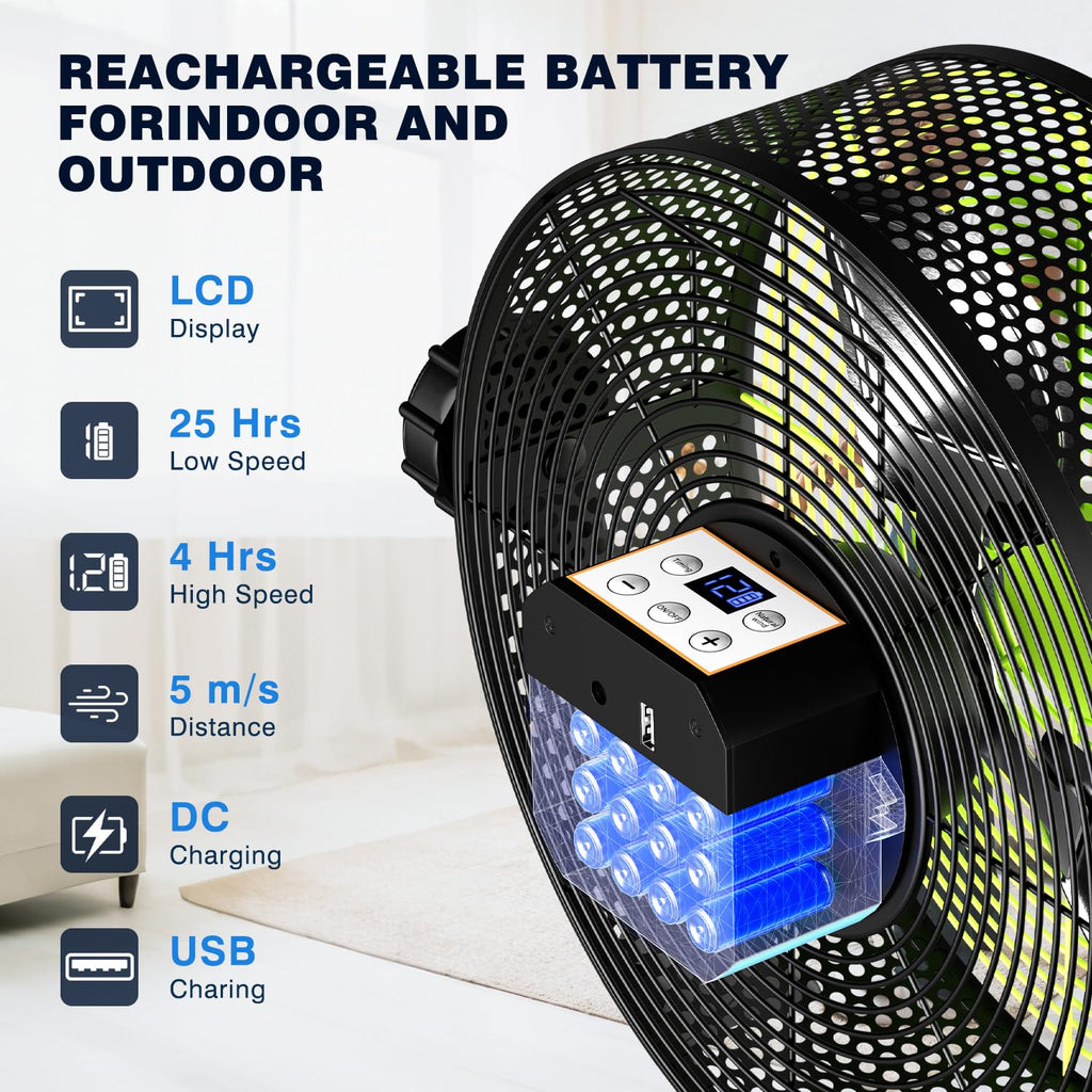 10 Inch Portable Rechargeable Floor Fan S5278