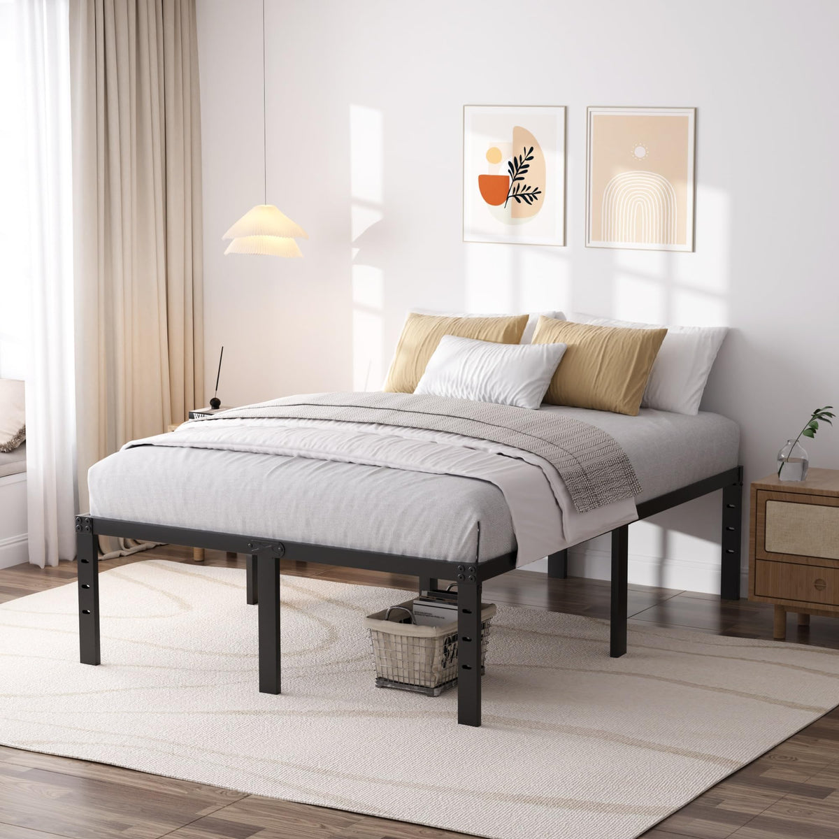 Queen Size 18 Inch Metal Platform Bed Frame K17866
