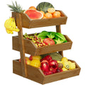 Walnut Bamboo 3 Tier Fruit Basket with 2 Banana Hangers M7230