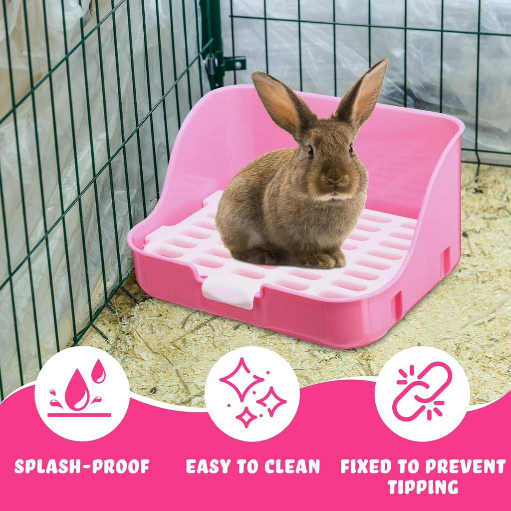 15 Pcs Rabbit Starter Kit Litter Box Grooming Kit Toys Bowl Blankets Cleaning Set Pink U544967