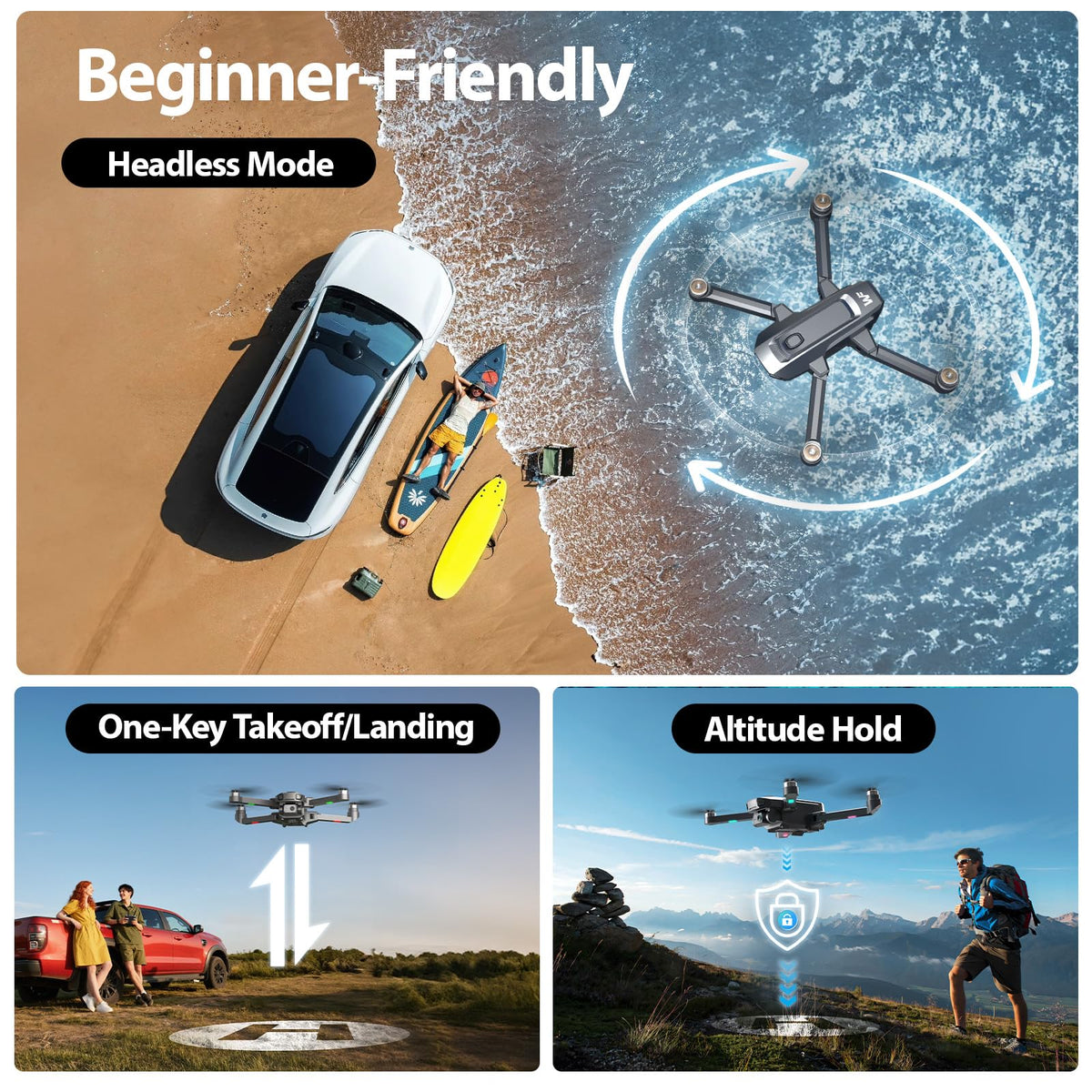 4K Foldable GPS Drone with 4.5" Screen Under 249g Black P719002