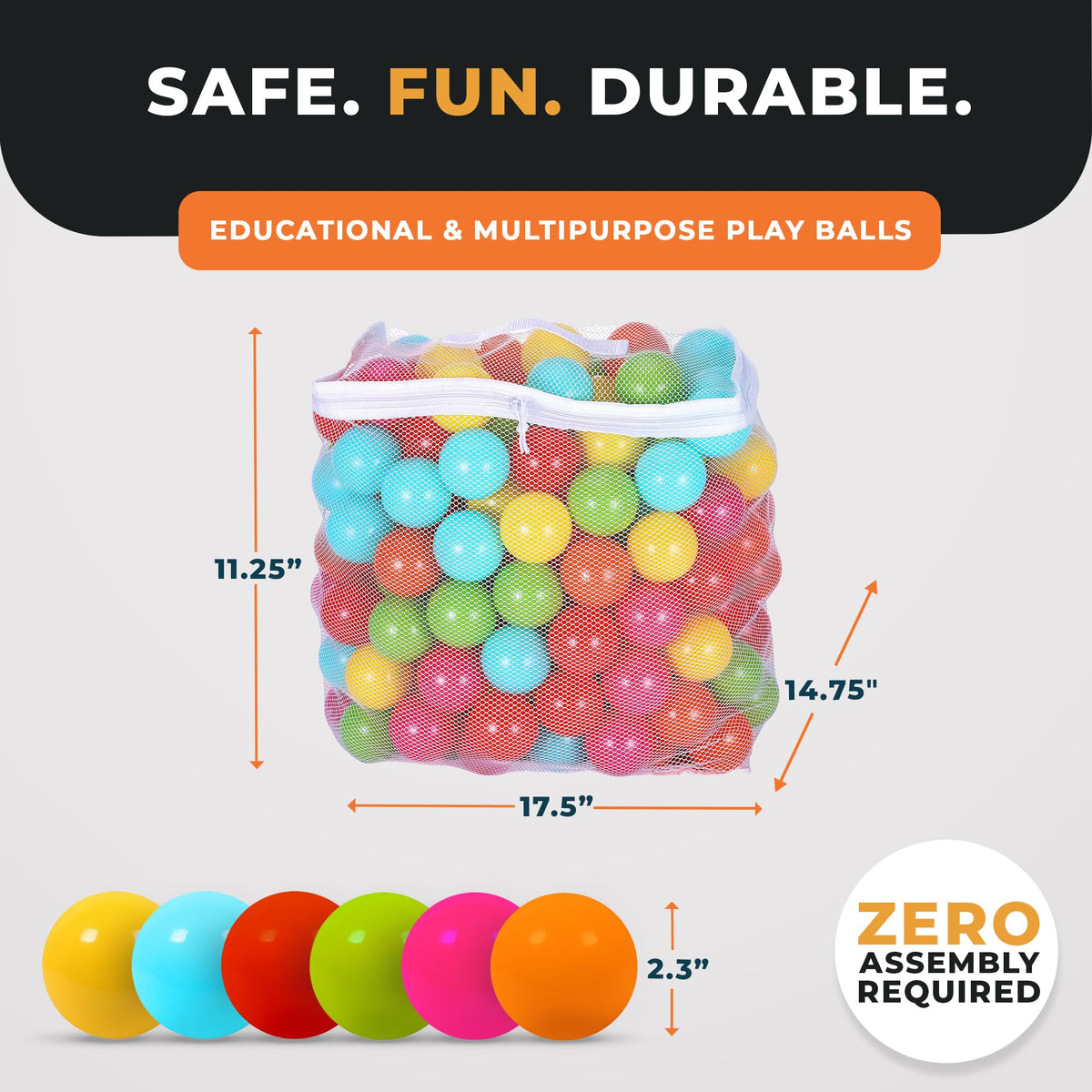 Play Pit Balls Toy Set with Mesh Bag B381