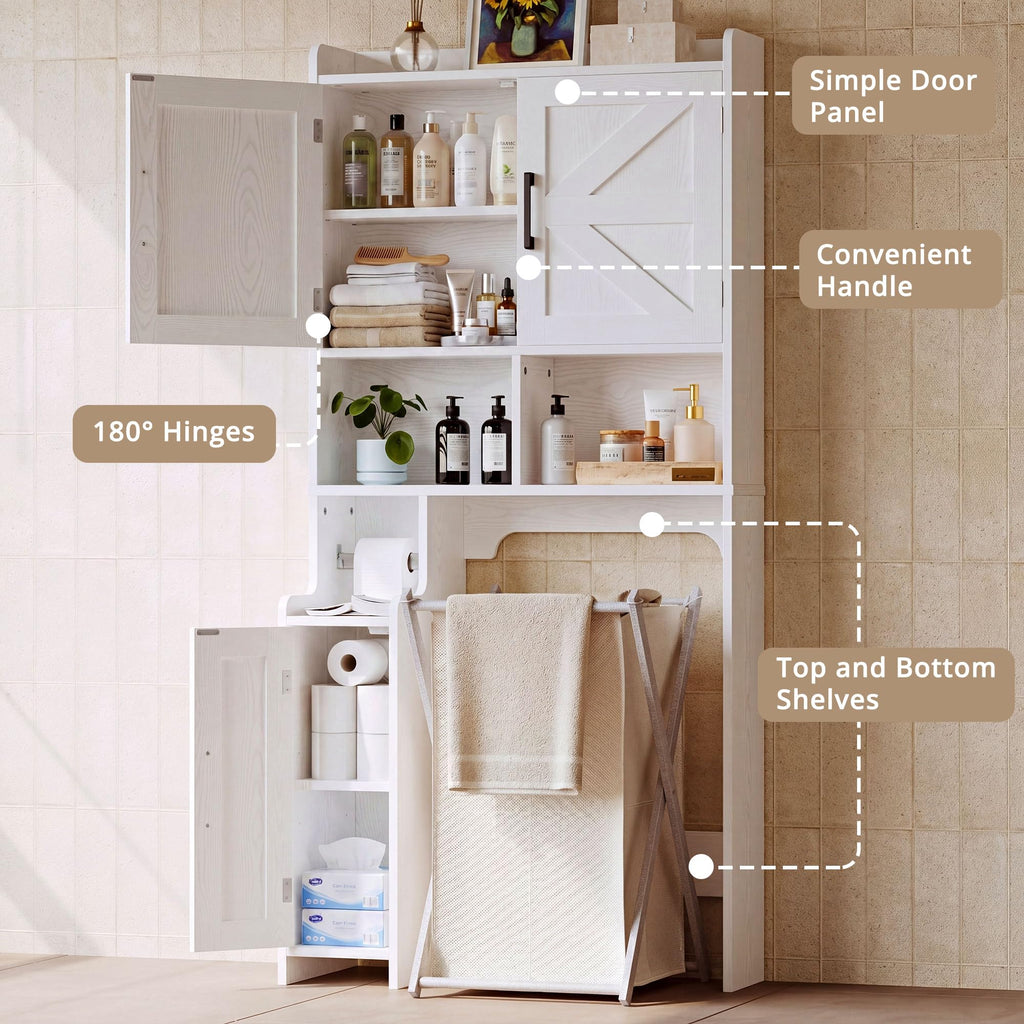 White Over The Toilet Storage Cabinet with Adjustable Shelves N122699
