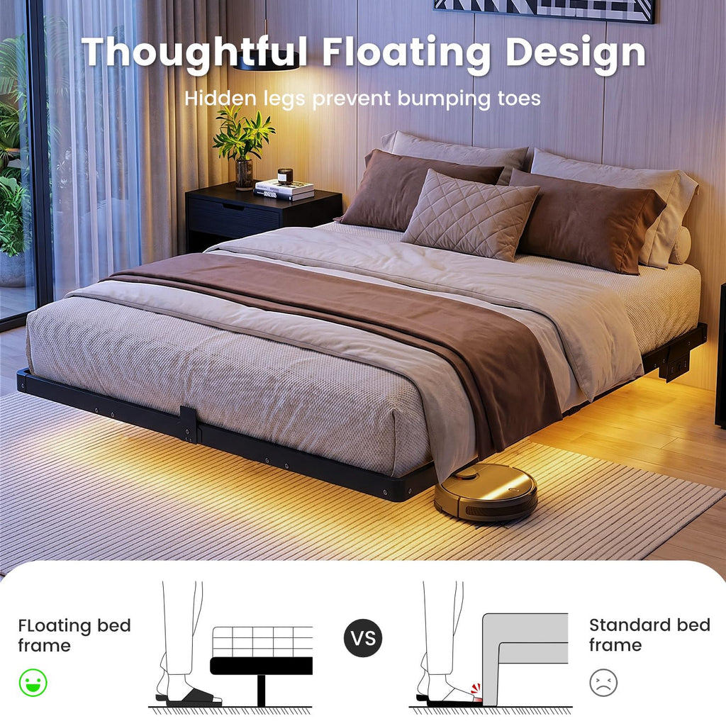 Full Floating Bed Frame with LED Lights Z828089