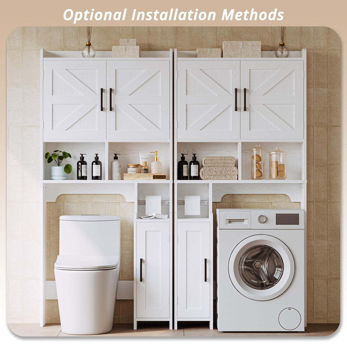 White Over The Toilet Storage Cabinet with Adjustable Shelves N122699