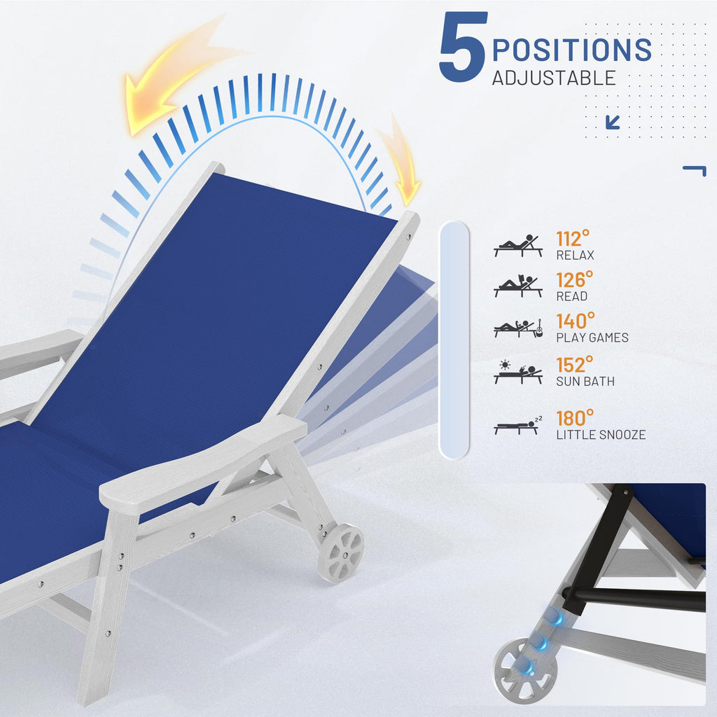 Royal Blue Patio Chaise Lounge Chair Set of 2 with Cup Holder V28699