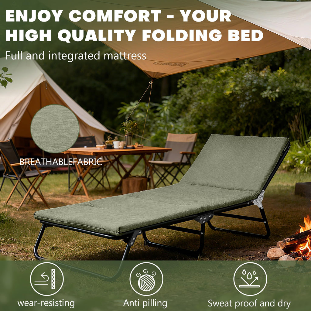 Camping Cot with Mattress Portable Folding Double Layer 1200D W882369