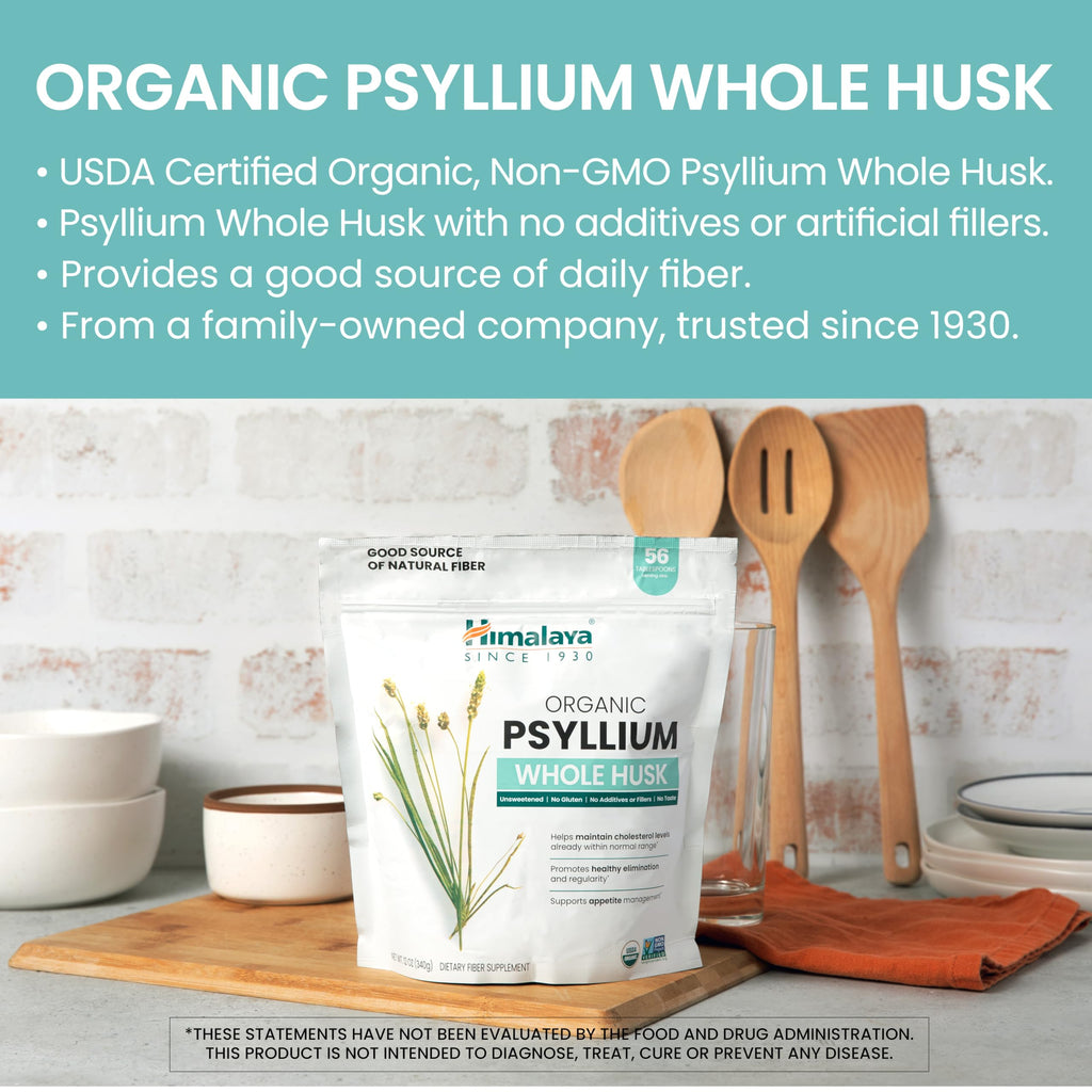 Organic Psyllium Whole Husk Fiber Supplement, Unflavored, 12 oz S4104