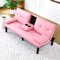 Pink 3 in 1 Convertible Sleeper Sofa Bed with Cup Holder J178
