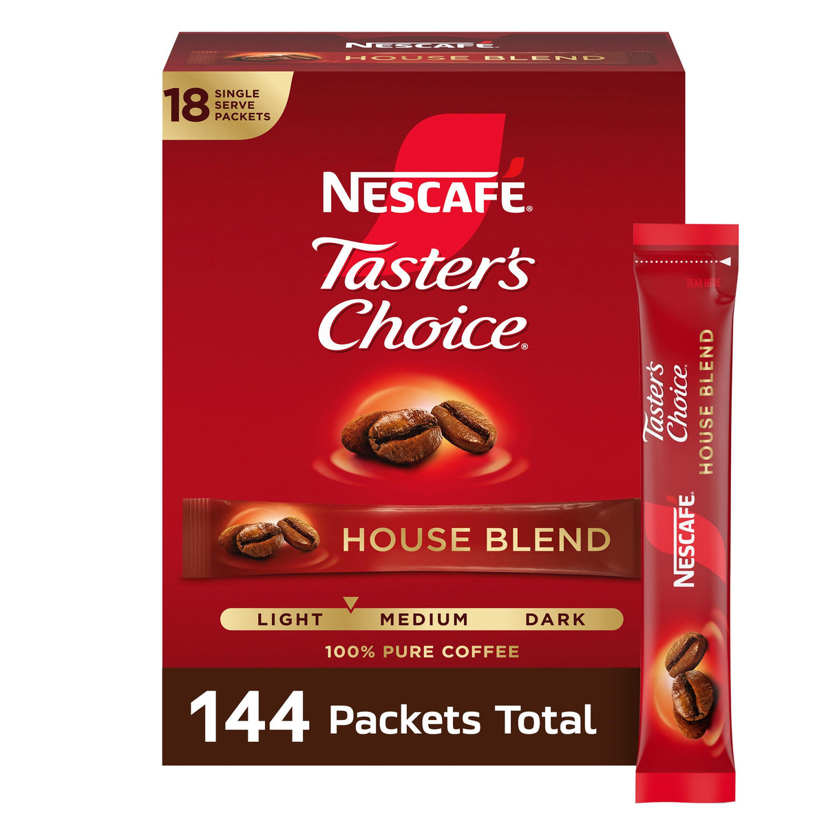 Instant Coffee Packets Light Medium Roast 144 Packets Y107276
