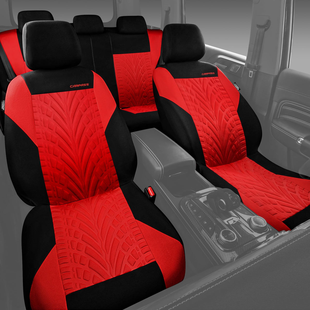 Car Seat Covers Full Sets Black Red D9108