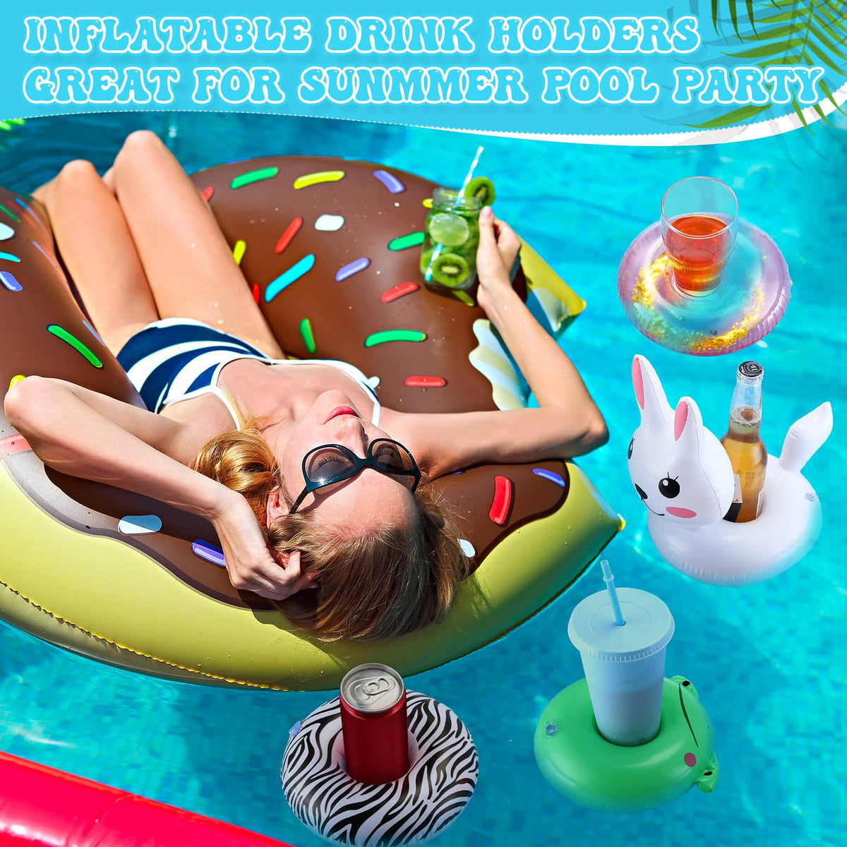 120 Pack Inflatable Drink Holder Pool Floats X2428