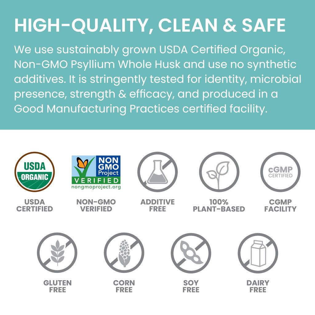 Organic Psyllium Whole Husk Fiber Supplement, Unflavored, 12 oz S4104