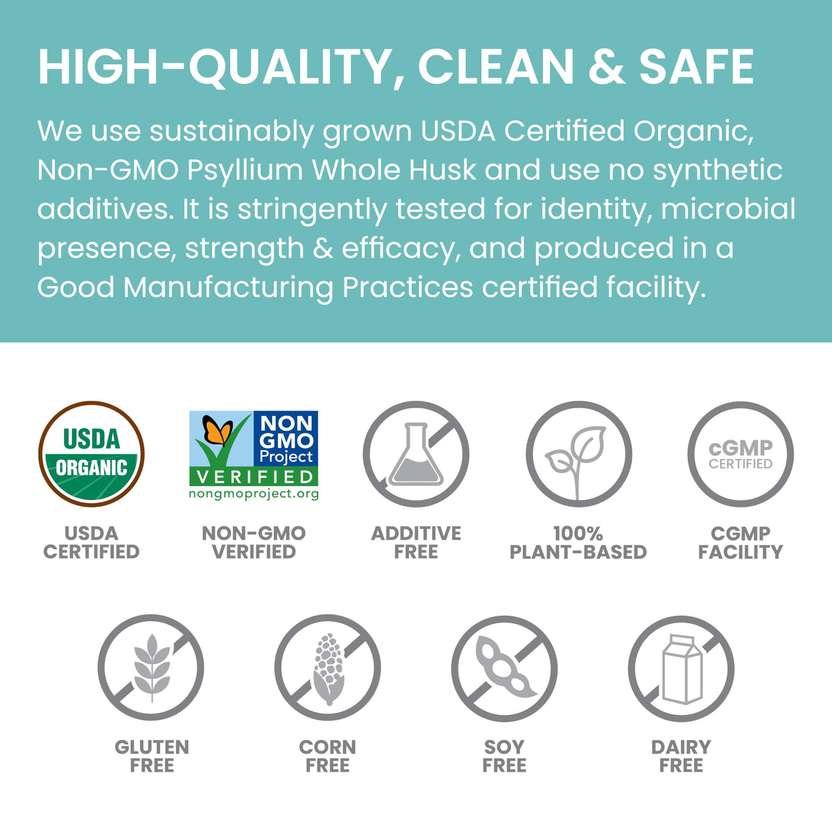 Organic Psyllium Whole Husk Fiber Supplement, Unflavored, 12 oz S4104
