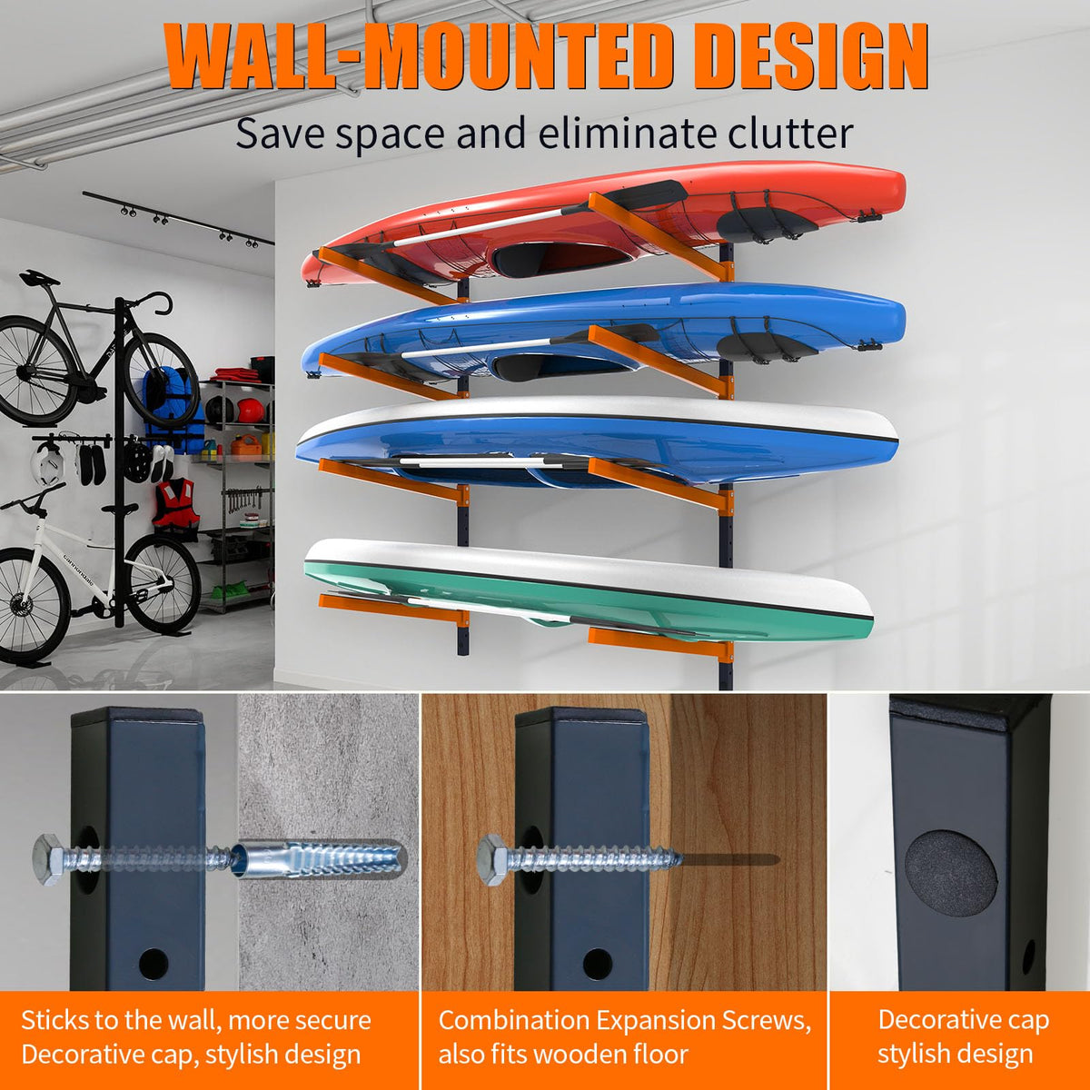 Wall Mount Adjustable Kayak Storage Rack D61311