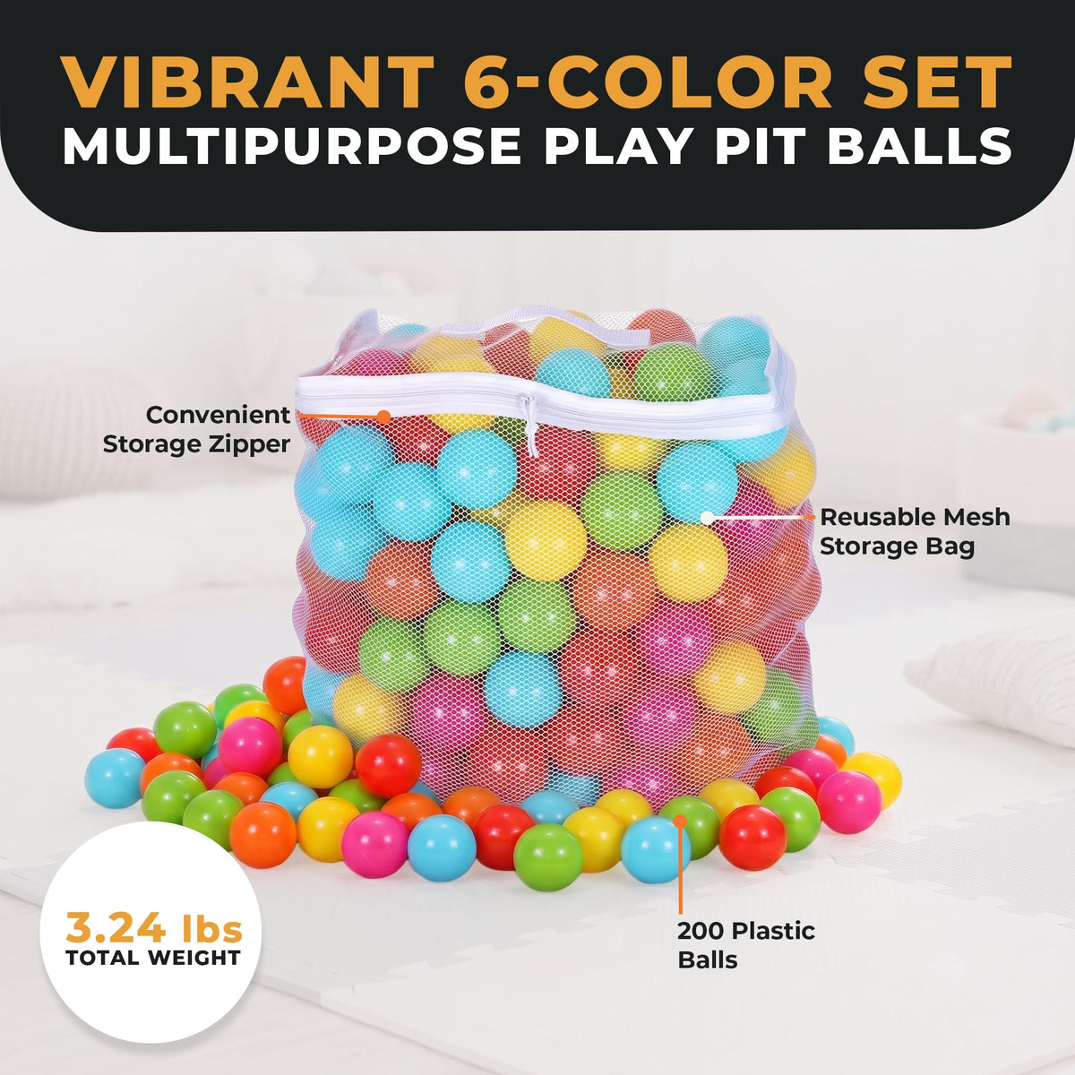 Play Pit Balls Toy Set with Mesh Bag B381
