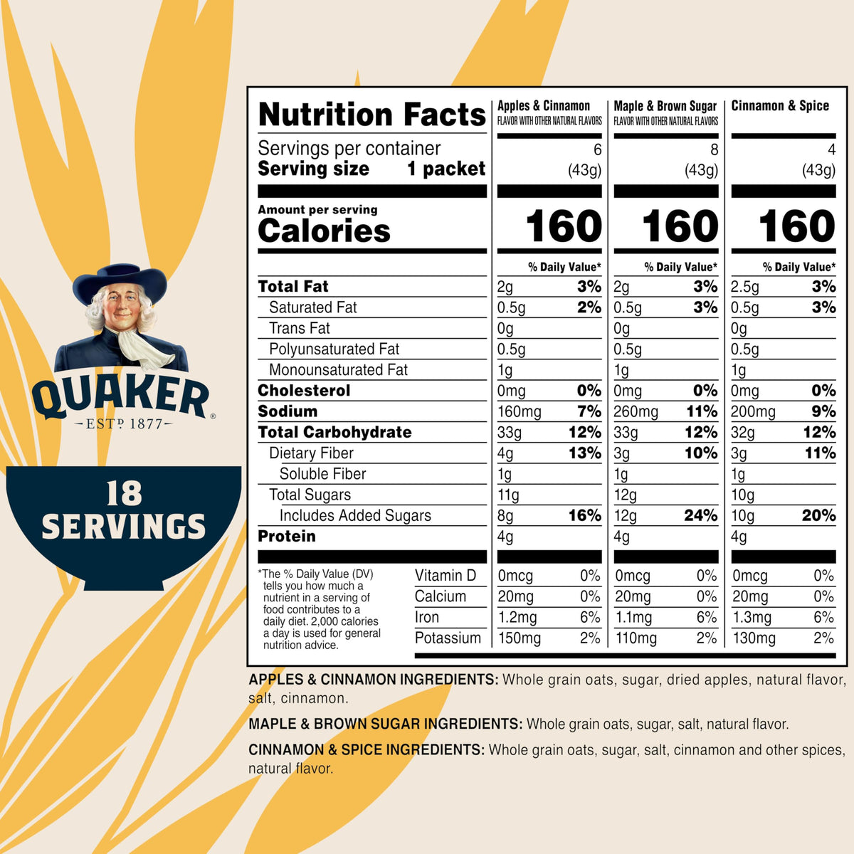 Instant Oatmeal 18 Count T821