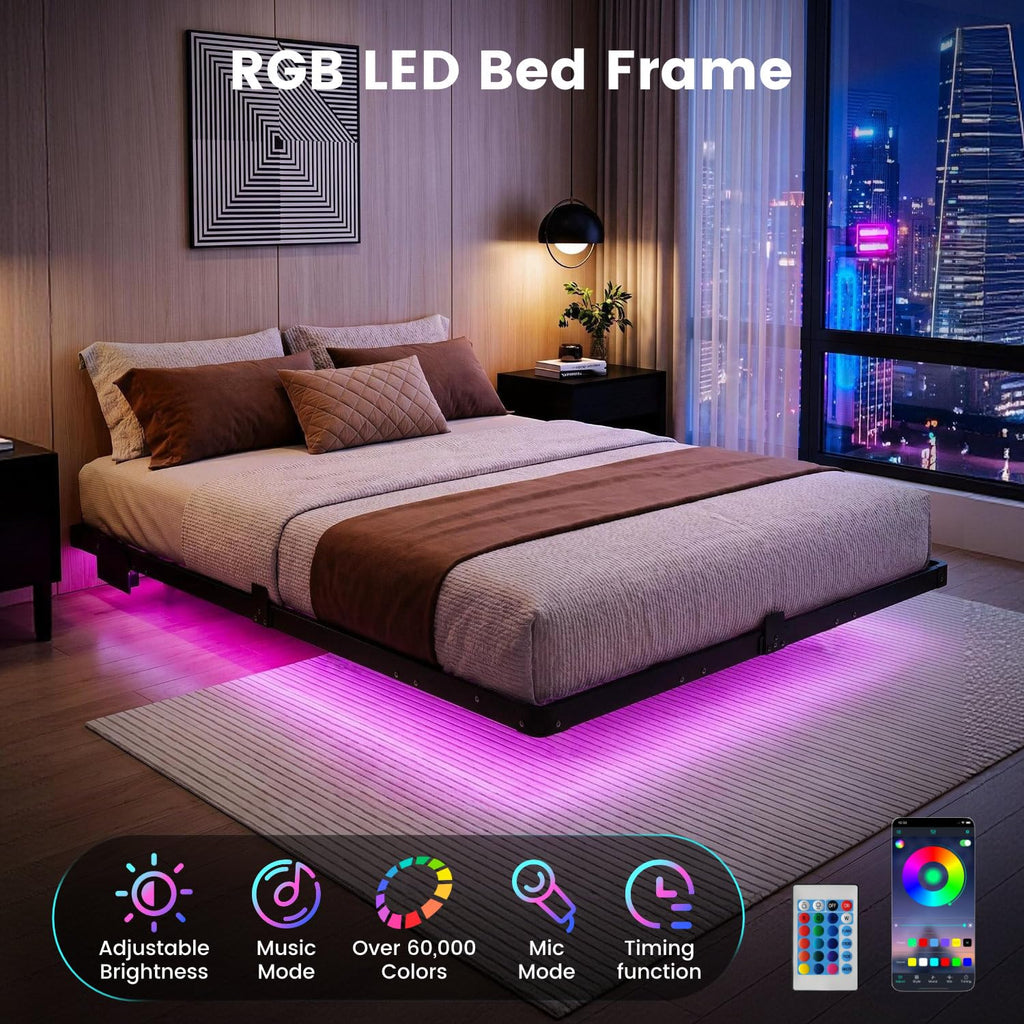 Full Floating Bed Frame with LED Lights Z828089