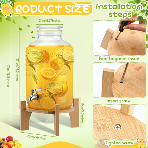3 Gallon Glass Beverage Dispenser with Stand G6127