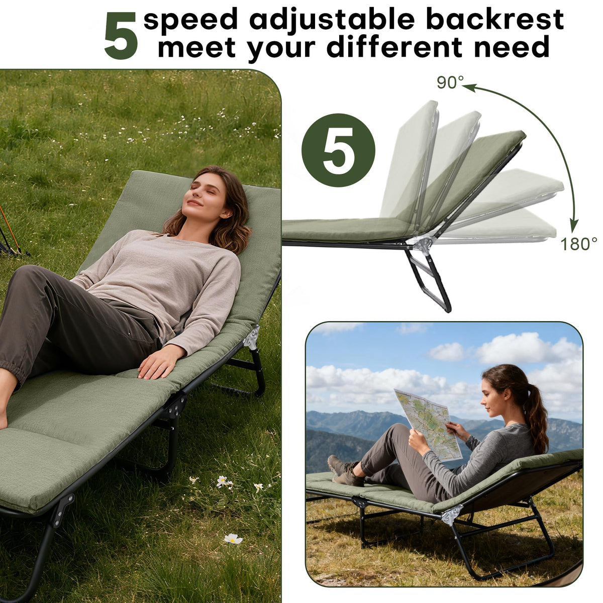 Camping Cot with Mattress Portable Folding Double Layer 1200D W882369