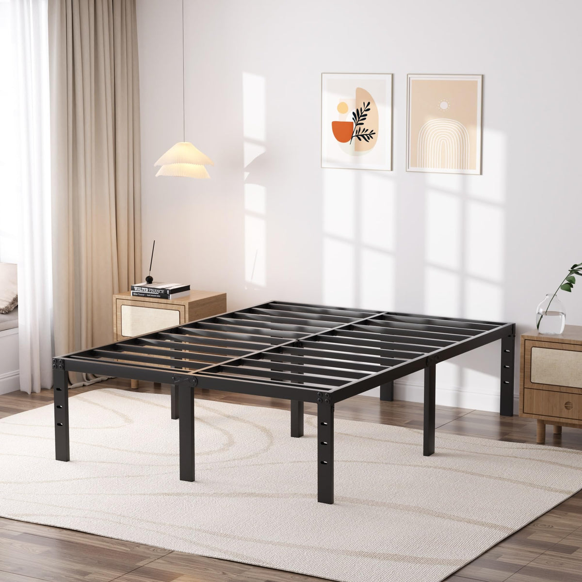Queen Size 18 Inch Metal Platform Bed Frame K17866