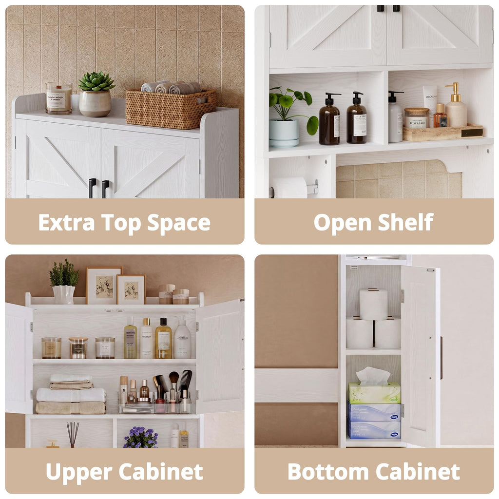 White Over The Toilet Storage Cabinet with Adjustable Shelves N122699