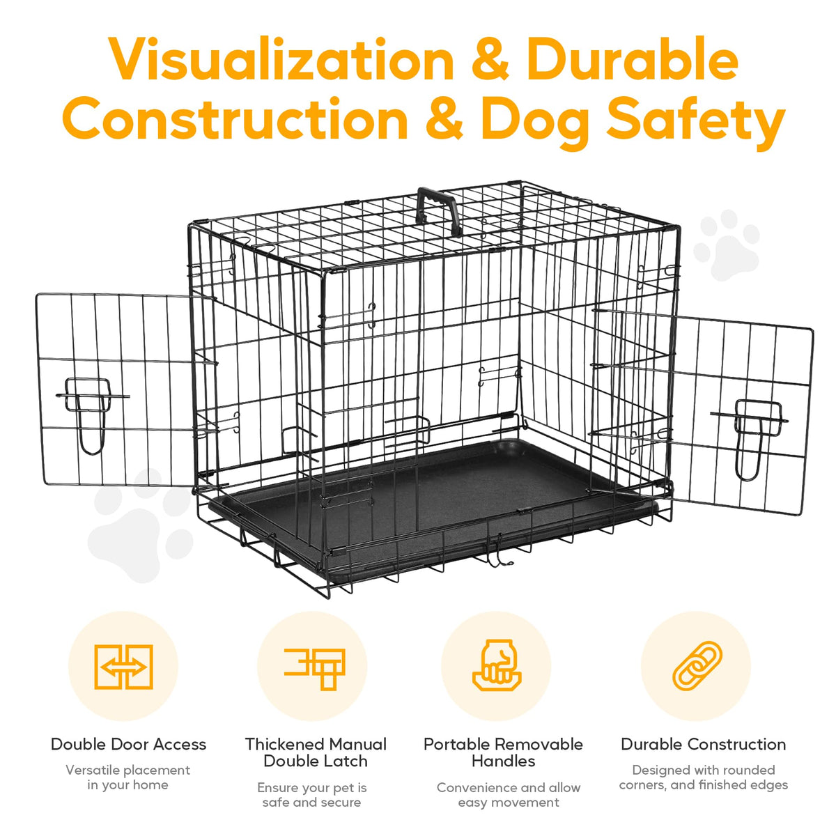 48 Inch Double Door Folding Metal Dog Crate with Divider E522