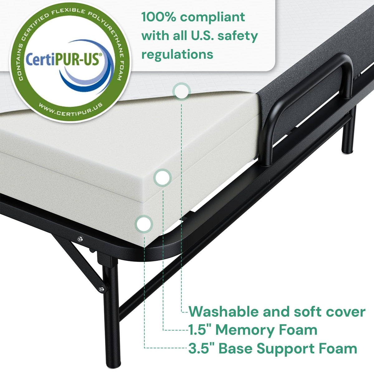 Twin Folding Bed with 5" Memory Foam Mattress Z852