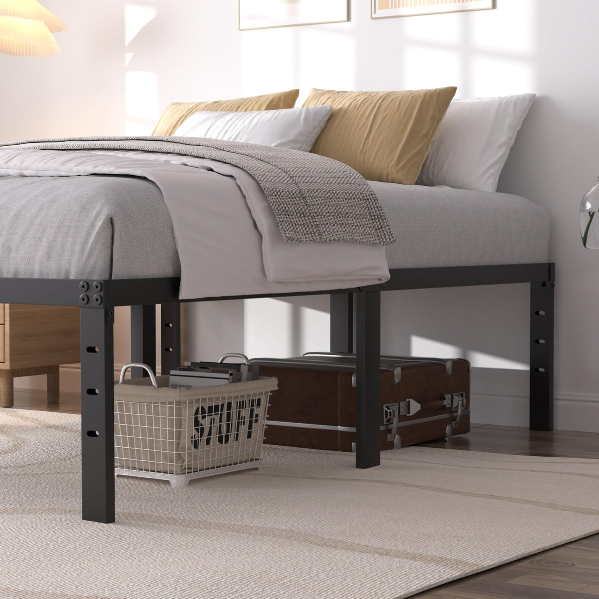 Queen Size 18 Inch Metal Platform Bed Frame K17866