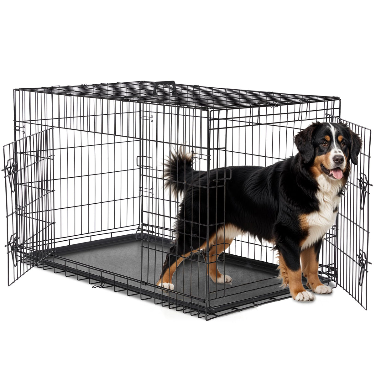 48 Inch Double Door Folding Metal Dog Crate with Divider E522