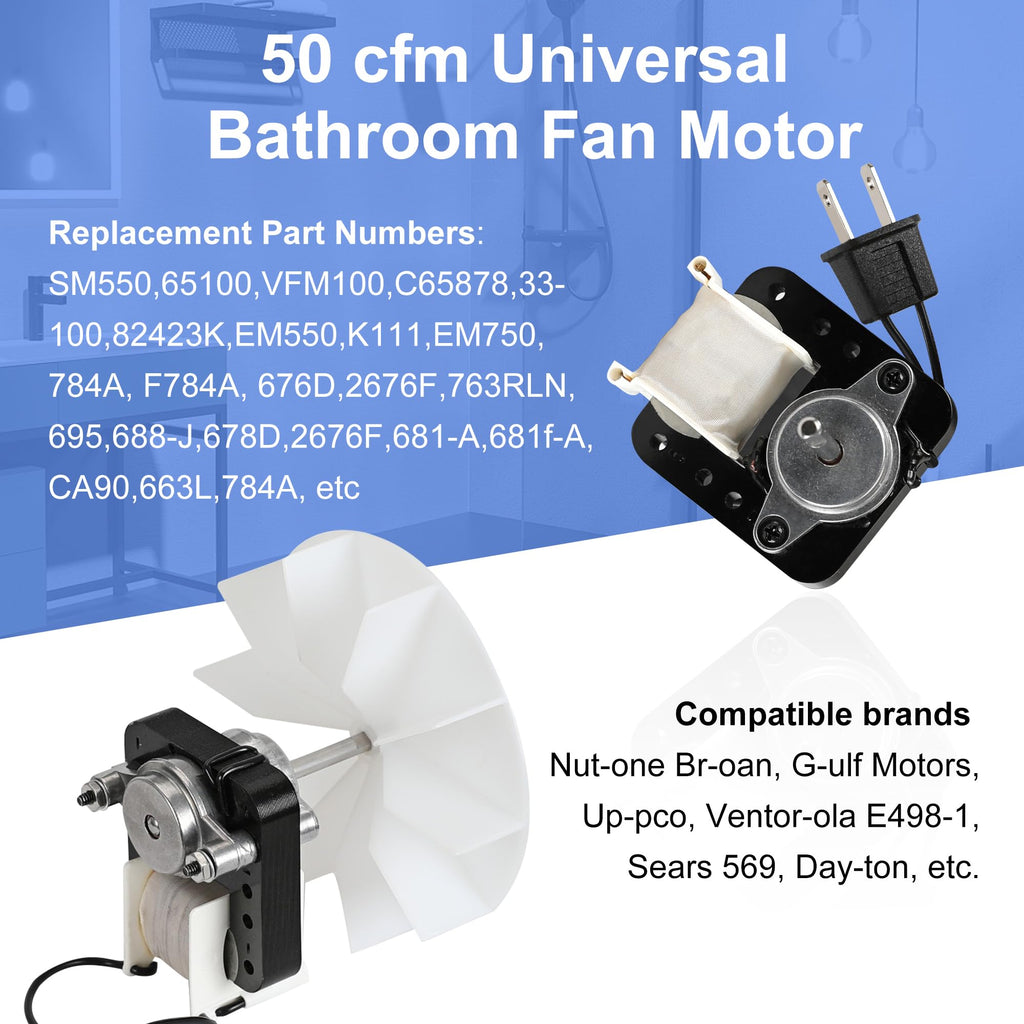 Bathroom Exhaust Fan Motor Replacement Kit 50CFM 120V Q7094