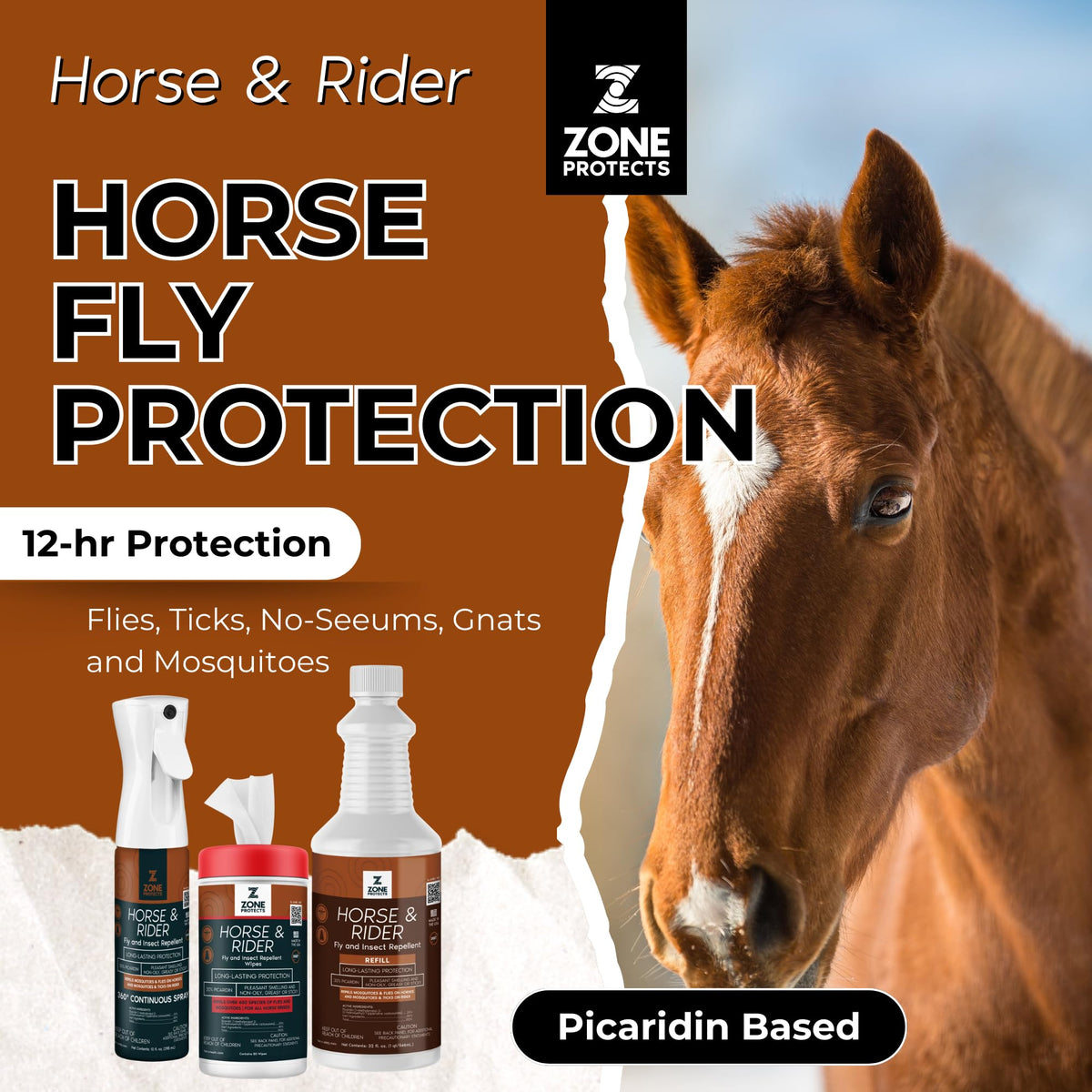 Picaridin 10oz Continuous Spray 32oz Refill 80ct Wipes Horse Fly Repellent T7898
