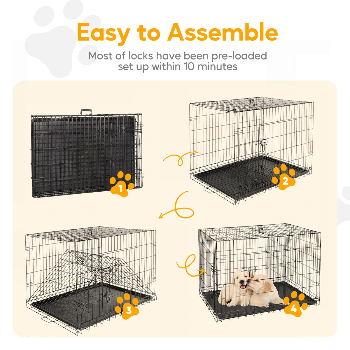 48 Inch Double Door Folding Metal Dog Crate with Divider E522